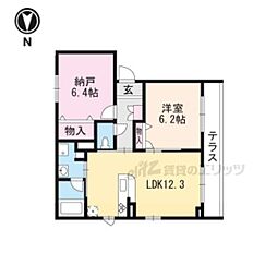 ヴィラフルール御陵 1LDKの間取図画像