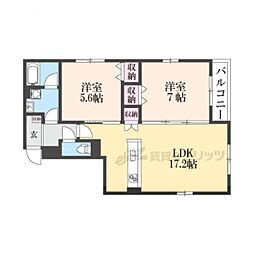 Kalan新町三条 2LDKの間取図画像