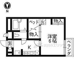 レオパレスPine 1Kの間取図画像