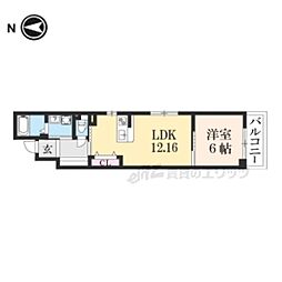 PEACEWELL四条 1LDKの間取図画像