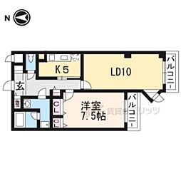 プレセランス山科 1LDKの間取図画像