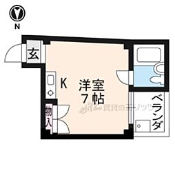 岸本マンション ワンルームの間取図画像