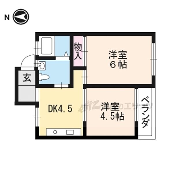 ロイヤルマンション 203｜京都府京都市山科区上花山坂尻(賃貸マンション2DK・2階・46.00㎡)の写真 その2