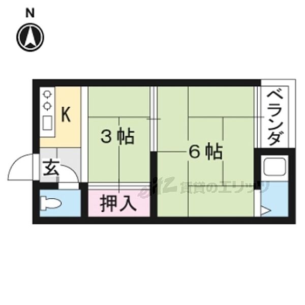 松山荘 2-7｜京都府京都市山科区日ノ岡夷谷町(賃貸アパート2K・2階・22.00㎡)の写真 その2