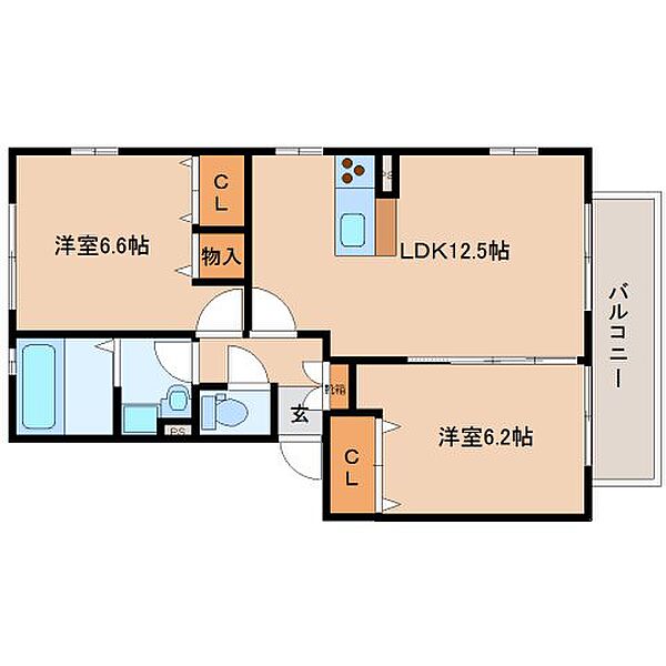 ラキアクア ｜奈良県奈良市東九条町(賃貸アパート2LDK・2階・56.53㎡)の写真 その2