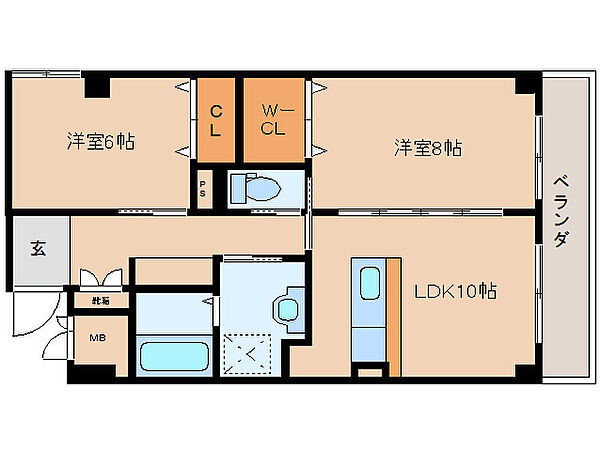 アルペンローゼ ｜奈良県奈良市大森町(賃貸マンション2LDK・2階・59.59㎡)の写真 その2