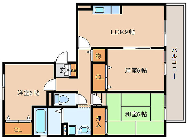 ウイングス梅美台 306｜京都府木津川市梅美台7丁目(賃貸アパート3LDK・3階・66.37㎡)の写真 その2