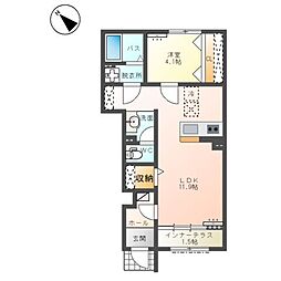 新発田市御幸町4丁目アパート 1LDKの間取図画像