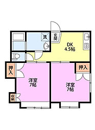 ドミトリーつつじが丘A 2DKの間取図画像
