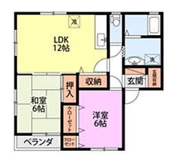 サンハイツB 2LDKの間取図画像