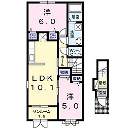 ラビアンローズ 2LDKの間取図画像