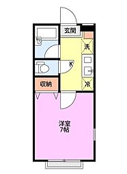 シャレー富塚町A棟 1Kの間取図画像