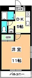 ピースフル21 1DKの間取図画像