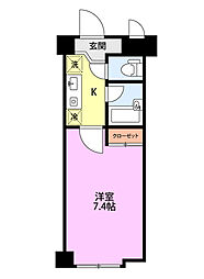 ワンノール米山B 1Kの間取図画像