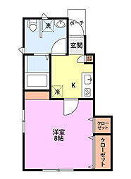 コリーヌ 1Kの間取図画像