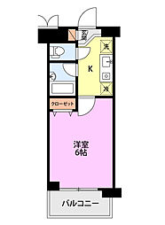 ワンノールK2 1Kの間取図画像