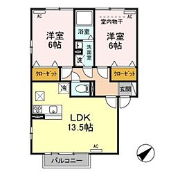 ヴィラージュ石山 2LDKの間取図画像