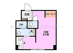 万代ファーストハイツ ワンルームの間取図画像