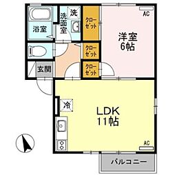 サンモール・カナ 1LDKの間取図画像