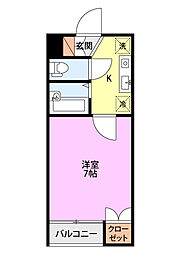 SAJAさくら 1Kの間取図画像