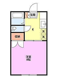 クローバーハウス新和 1Kの間取図画像