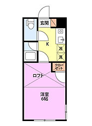 リウラ 1Kの間取図画像