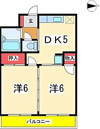 メゾン・ド・コリン 2DKの間取図画像