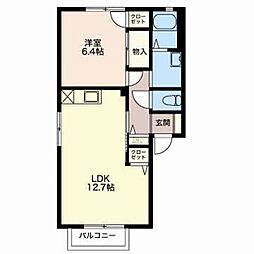 エクセル河内A 1LDKの間取図画像