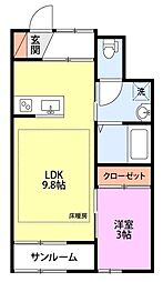 グランディア中山 1LDKの間取図画像
