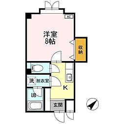 ウェルネス万代 1Kの間取図画像
