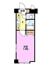 ワンノール米山B 1Kの間取図画像