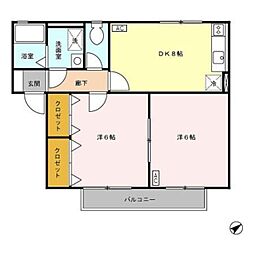 クレッセントツバメA 2DKの間取図画像