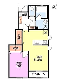 ミルズグランディール見附本町B 1LDKの間取図画像