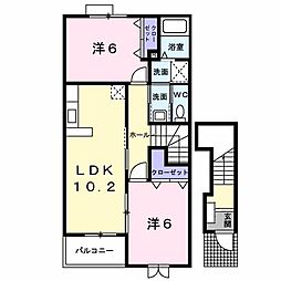 メゾンドシンフォニー 2LDKの間取図画像