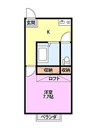 ピュアサンセットC 1Kの間取図画像