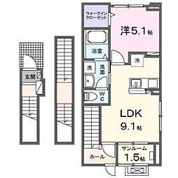ライズひまわり 1LDKの間取図画像