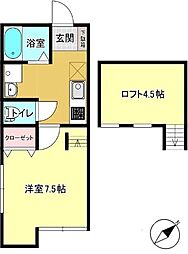 ラフェリオ小針 1Kの間取図画像