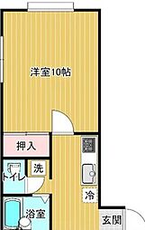 コーポきはら2 1Kの間取図画像