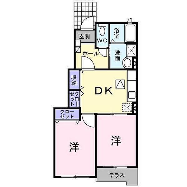 シャルマン弐番館 103｜佐賀県鳥栖市西田町(賃貸アパート2DK・1階・45.72㎡)の写真 その2