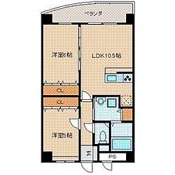 E.POPULARII 2階2LDKの間取り