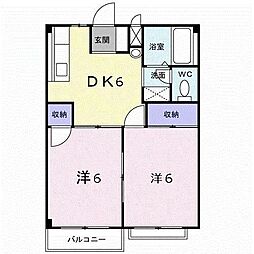 ロイヤルコーポ 2階2DKの間取り