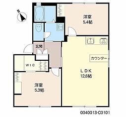 ルミエール基山 1階2LDKの間取り