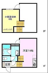 RUHE 1Kの間取図画像
