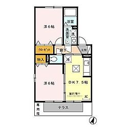 シャルマンわかばA 2DKの間取図画像