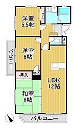 タモンズハートビレッジA 3LDKの間取図画像