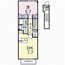 シャルマンヒロ壱番館 1DKの間取図画像