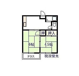 楢崎アパート 2Kの間取図画像