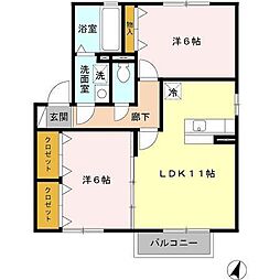 アムール 2LDKの間取図画像