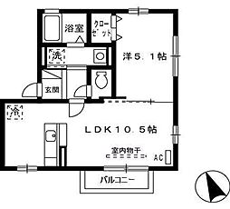 ソレーユシャトー 1LDKの間取図画像