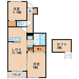 ベルリード壱番館 2LDKの間取図画像